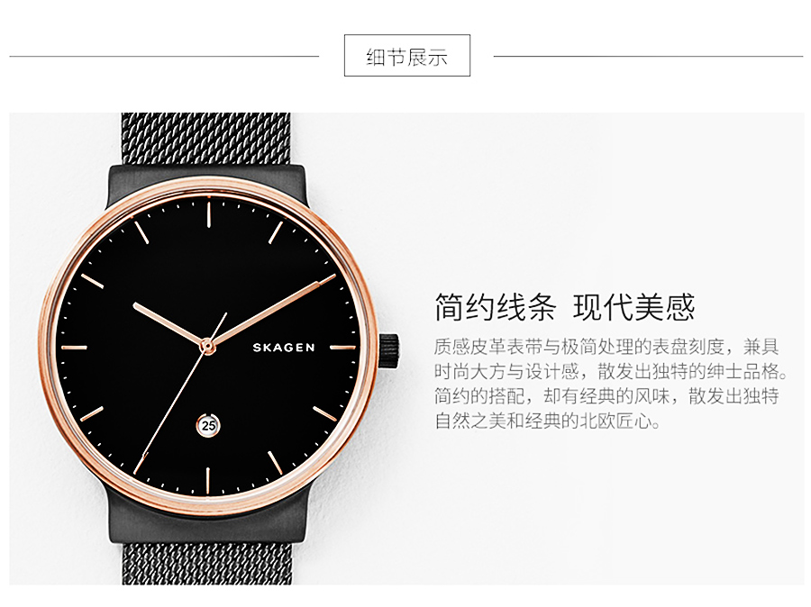 SKAGEN DENMARK 丹麦诗格恩石英男士手表SKW6296 海外本土原版